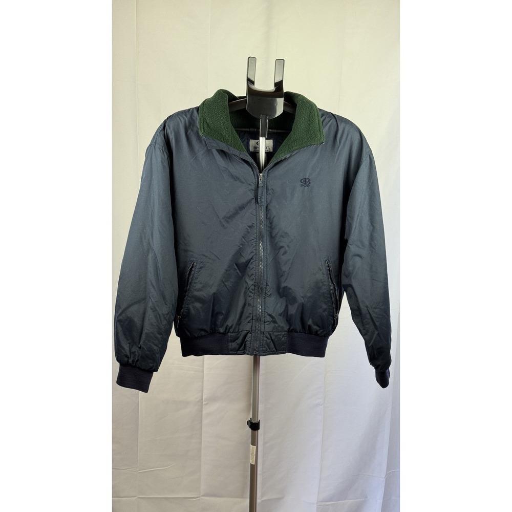 Vintage CB Sport Croft Barrow Nylon Jacket Green Fleece Lined Mens M